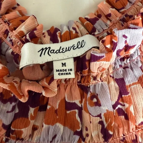 Madewell Smocked Mock Neck Top Floral Breeze size medium - Picture 5 of 10